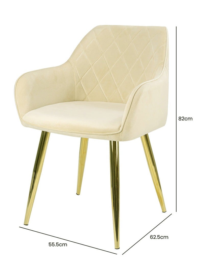 VANITY LIVING Davos Gold Round Dining Table Set - 6 Seater with Leon Cream Chairs, Elegant Modern Design - Image 3
