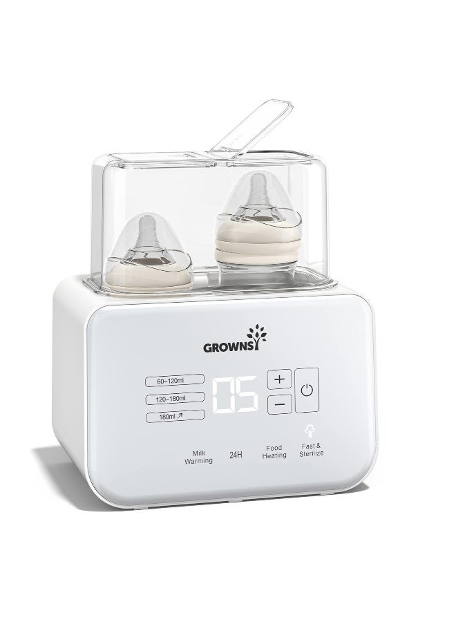 GROWNSY سخان زجاجة الأطفال، جروونسي 8 في 1 سخان حليب سريع مع مؤقت لحليب الثدي أو الحليب الصناعي، يناسب زجاجتين، تحكم دقيق في درجة الحرارة، مع وظيفة إذابة الثلج، التعقيم، الاحتفاظ، تسخين برطمانات طعام الأطفال - Image 1