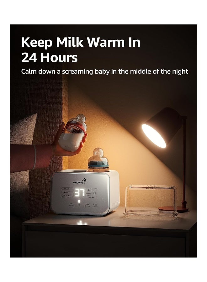 GROWNSY سخان زجاجة الأطفال، جروونسي 8 في 1 سخان حليب سريع مع مؤقت لحليب الثدي أو الحليب الصناعي، يناسب زجاجتين، تحكم دقيق في درجة الحرارة، مع وظيفة إذابة الثلج، التعقيم، الاحتفاظ، تسخين برطمانات طعام الأطفال - Image 4