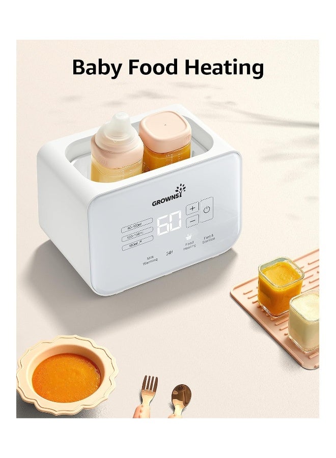 GROWNSY سخان زجاجة الأطفال، جروونسي 8 في 1 سخان حليب سريع مع مؤقت لحليب الثدي أو الحليب الصناعي، يناسب زجاجتين، تحكم دقيق في درجة الحرارة، مع وظيفة إذابة الثلج، التعقيم، الاحتفاظ، تسخين برطمانات طعام الأطفال - Image 5