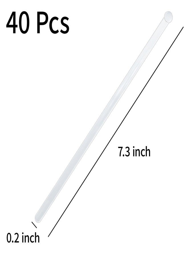 WHTCHSU 40 Pieces Clear Plastic Swizzle Sticks, Crystal Cake Pops, Cocktail Coffee Drink Stirrers, Lolipop Stick, 7.3 Inch - Image 2