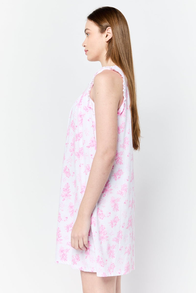 Celestial Dreams Women Floral Print Sleeveless Pajamas, Milticolor - Image 3