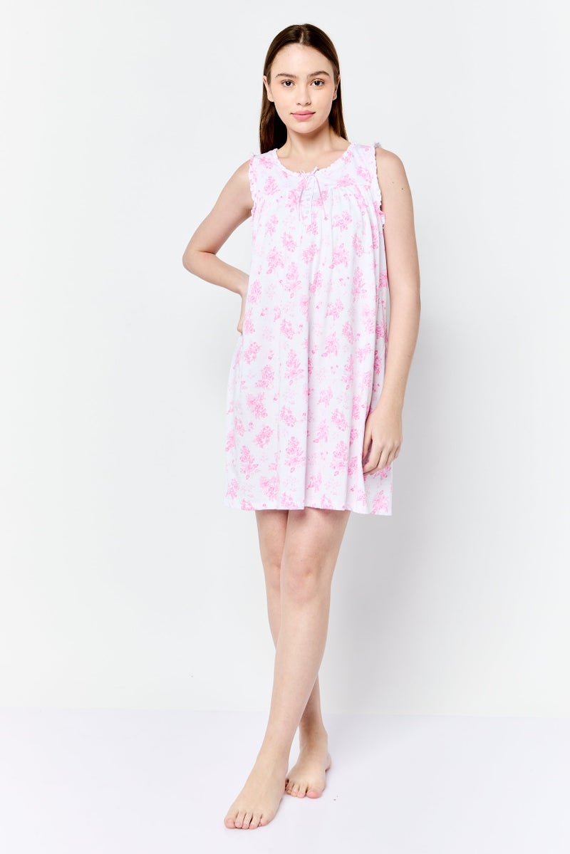 Celestial Dreams Women Floral Print Sleeveless Pajamas, Milticolor - Image 2