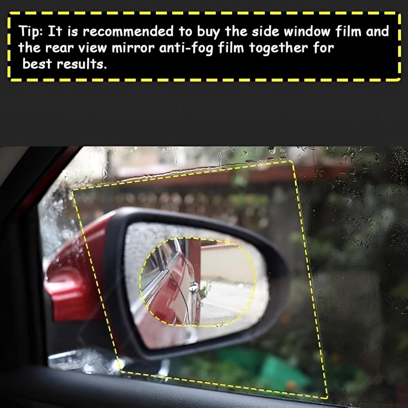 Garth 2 Pcs Car Rearview Mirror Films | Waterproof Rainproof Transparent Protective Sticker | Anti Fog Glare Nano Coating Auto Film |Universal for Vehicle Mirrors Side Windows (Oval) | - Image 2