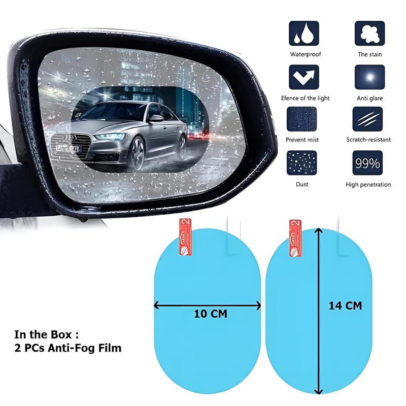 Garth 2 Pcs Car Rearview Mirror Films | Waterproof Rainproof Transparent Protective Sticker | Anti Fog Glare Nano Coating Auto Film |Universal for Vehicle Mirrors Side Windows (Oval) | - Image 3