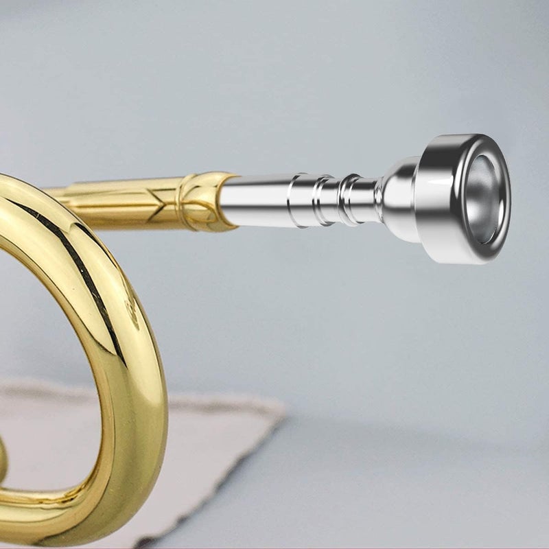 Eison Silver Trumpet Mouthpiece 5C Trumpet Mouthpiece with Box Cleaning Cloth Compatible with Yamaha Bach Conn King Musical Instruments for Beginners and Professional Players （5C silver） - Image 3
