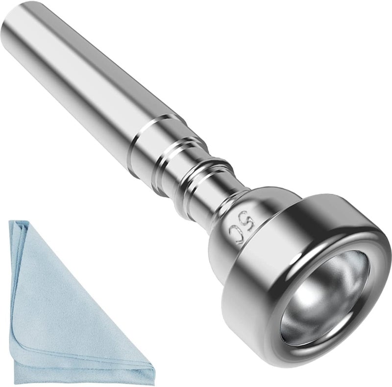Eison Silver Trumpet Mouthpiece 5C Trumpet Mouthpiece with Box Cleaning Cloth Compatible with Yamaha Bach Conn King Musical Instruments for Beginners and Professional Players （5C silver） - Image 1