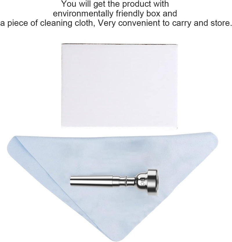 Eison Silver Trumpet Mouthpiece 5C Trumpet Mouthpiece with Box Cleaning Cloth Compatible with Yamaha Bach Conn King Musical Instruments for Beginners and Professional Players （5C silver） - Image 4