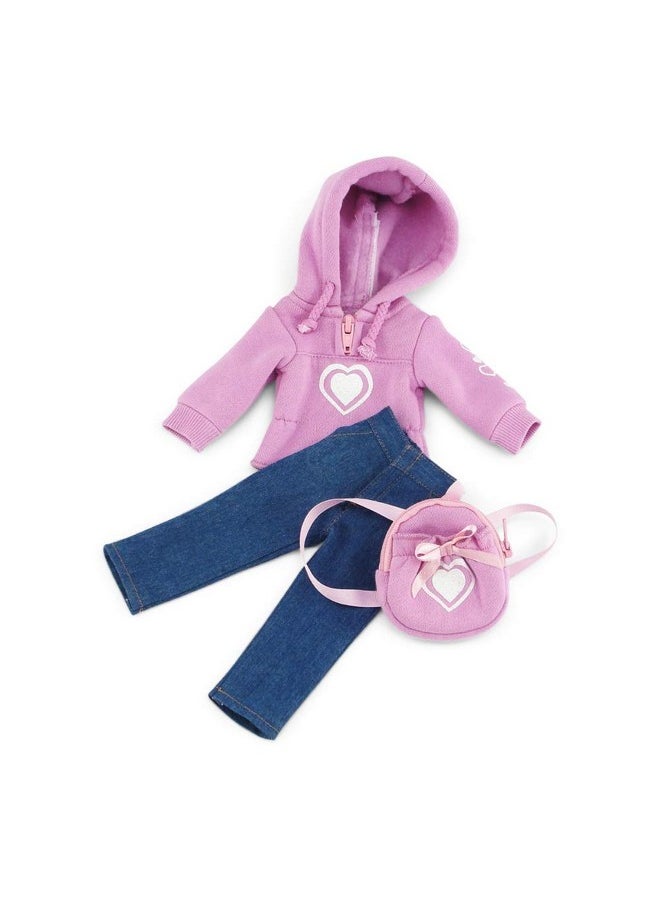 Emily Rose - 14 Inch Doll 3 Piece Valentines Heart Hoodie Jeans Sweatshirt Clothes Set With Backpack Accessory Compatible With Glitter Girls And Similar Dolls Doll And Shoes Not Included - Image 1