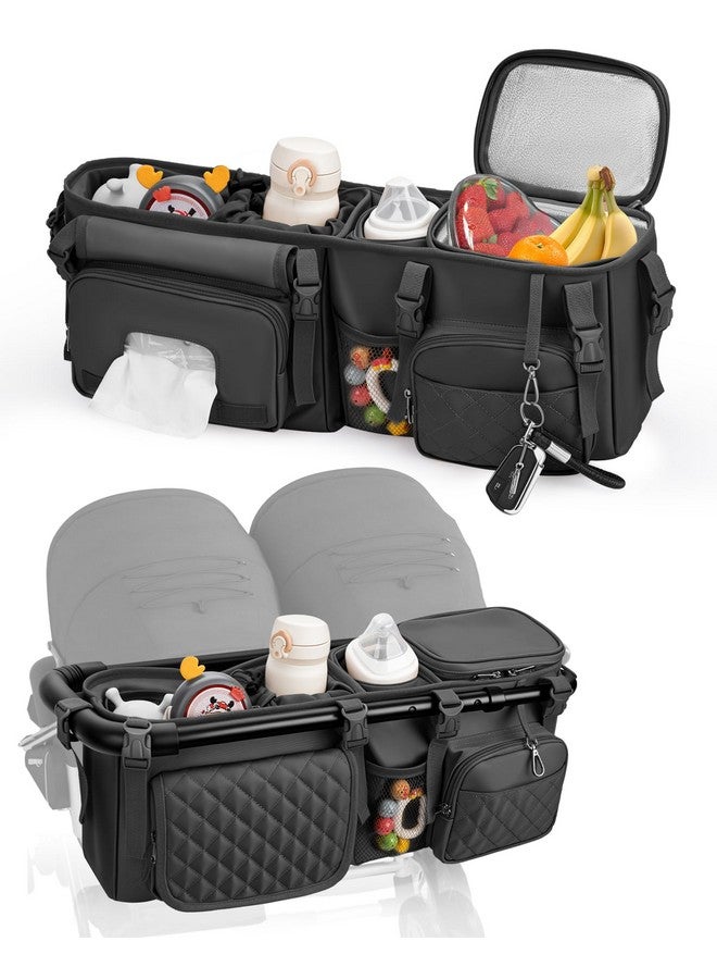 kcross Double Stroller Organizer Bag for Bob Duallie and Baby Jogger City Mini Gt2, Double Stroller Caddy Organizers with Cup Holder,Parent Console Stroller Accessories with Cooler Pockets - Image 1