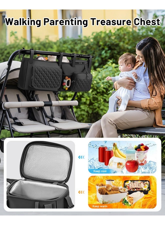 kcross Double Stroller Organizer Bag for Bob Duallie and Baby Jogger City Mini Gt2, Double Stroller Caddy Organizers with Cup Holder,Parent Console Stroller Accessories with Cooler Pockets - Image 5