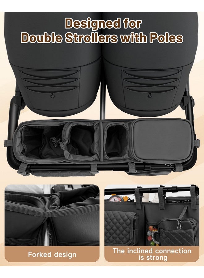kcross Double Stroller Organizer Bag for Bob Duallie and Baby Jogger City Mini Gt2, Double Stroller Caddy Organizers with Cup Holder,Parent Console Stroller Accessories with Cooler Pockets - Image 4