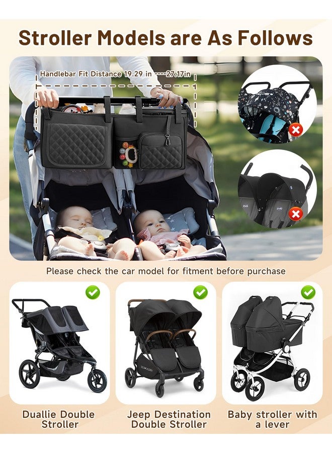kcross Double Stroller Organizer Bag for Bob Duallie and Baby Jogger City Mini Gt2, Double Stroller Caddy Organizers with Cup Holder,Parent Console Stroller Accessories with Cooler Pockets - Image 2