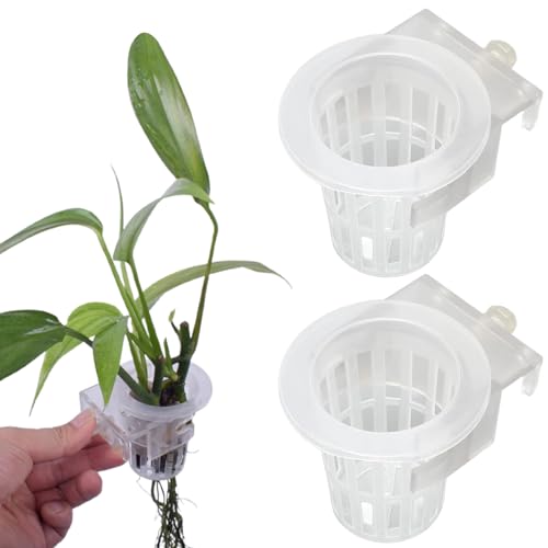 Pcmursal 2 Pack Fish Tank Hanging Plant Pots, Aquarium Plant Holder (Transparent) - Image 1