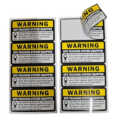 TOTOMO Double Sided 8pc GPS Tracking Sticker AntiTheft Car Vehicle Warning 3 x 15 SelfAdhesive Sign Durable Weatherproof - Image 1