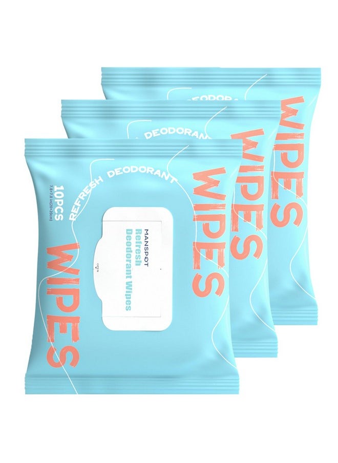 MANSPOT - Deodorant Wipes Body Wipes For Women Men Enlarged & Thickened Body Cleansing Wipes Shower Wipes Bath Wipes Travel Deodorant For Camping & After Workout Bathingskin Safe10 Count(Pack Of 3) - Image 1