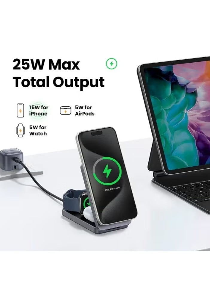 UGREEN ECO UGREEN 3-in-1 MFi 25W Magnetic Wireless Charger Stand Qi2 Charging For iPhone 16 Pro Max/AirPods 4 For MagSafe Fast Charger - Image 5