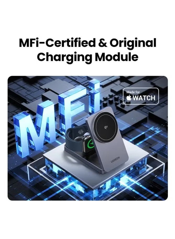 UGREEN ECO UGREEN 3-in-1 MFi 25W Magnetic Wireless Charger Stand Qi2 Charging For iPhone 16 Pro Max/AirPods 4 For MagSafe Fast Charger - Image 3