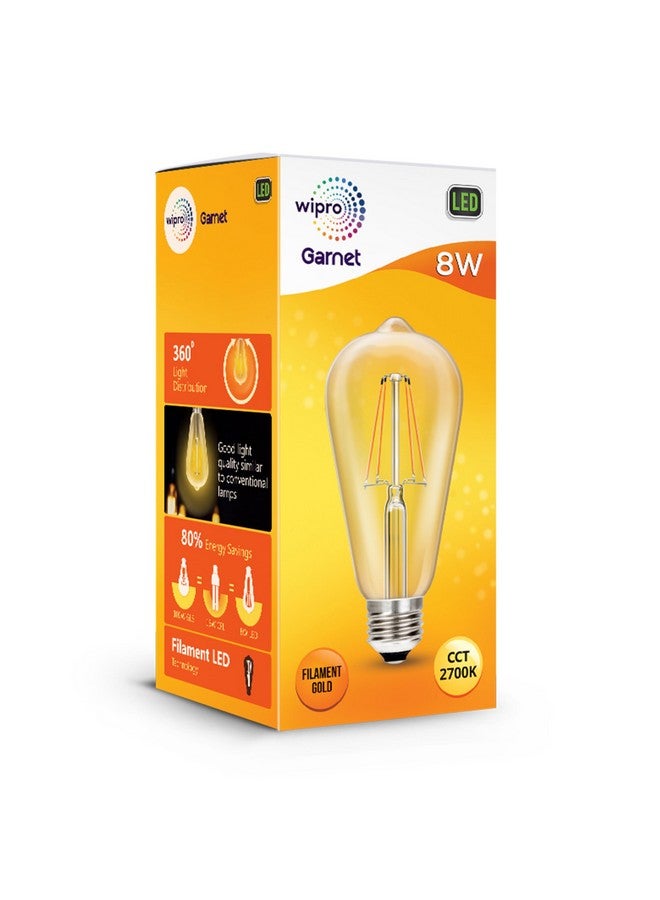 Wipro Garnet 8W A60 LED Filament Bulb | Decorative LED Bulb for Home & Office Decoration | Energy Efficient Filament Bulb comes with In-Built Surge Protection | E27 Bulb, 2700K(Warm White, Pack of 1) - Image 2