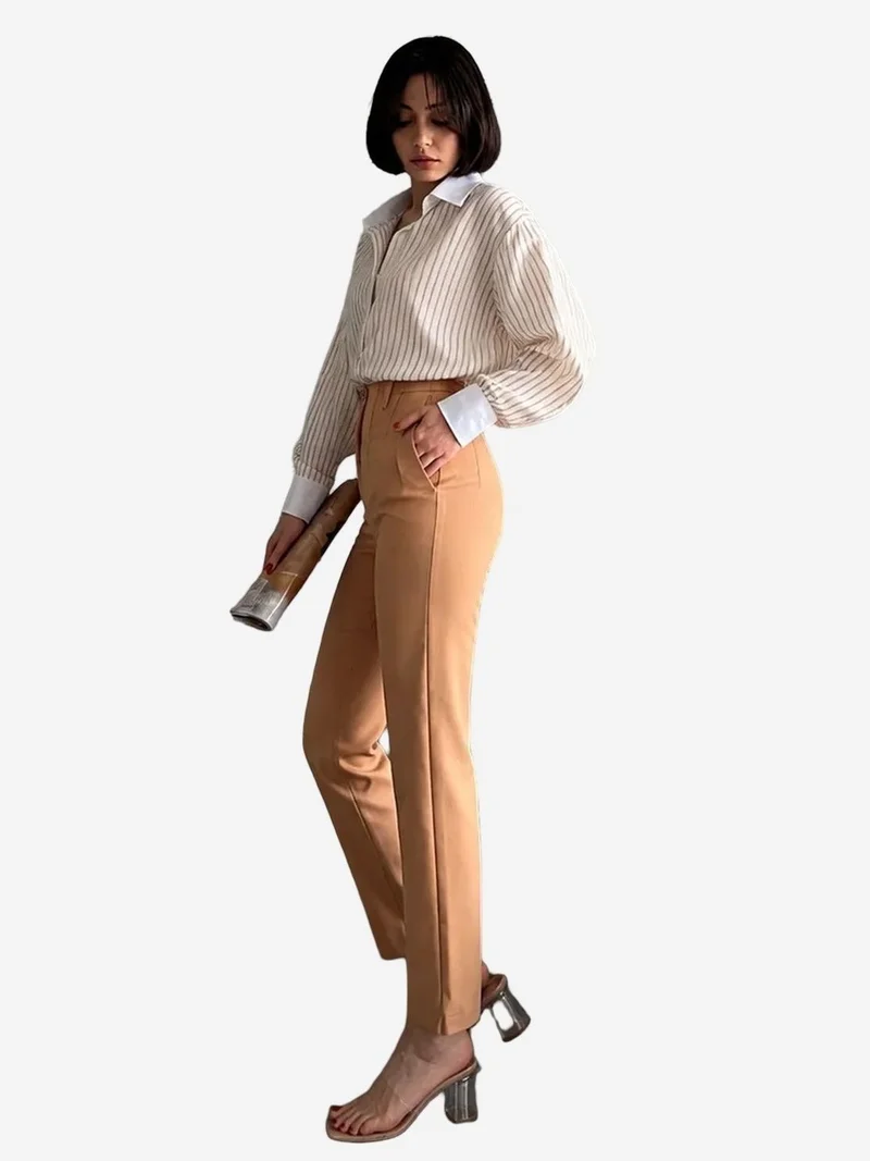 MY FASHION MY FASHION High Waist Pleated Tailored Trousers