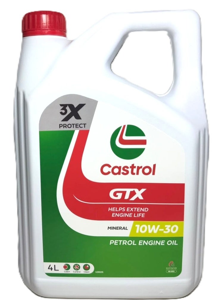 Castrol 10W-30 GTX Petrol Engine Oil 4Ltr - Image 1