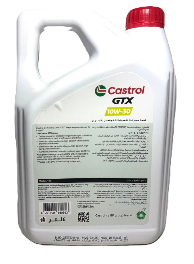 Castrol 10W-30 GTX Petrol Engine Oil 4Ltr - Image 2