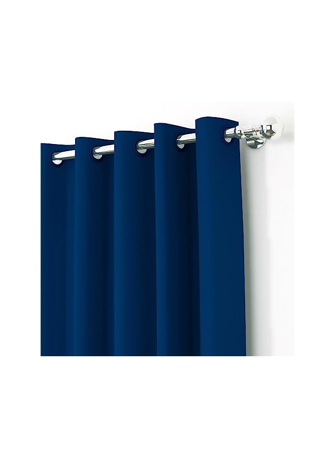 The Bros Blackout Window Curtains, for Living/Bedroom. Premium Faux Silk, Rich Polyester. Light Blocking, Thermal Insulation, Noise Reduction. Grommet. Solid Blue, 2 Panels, 152cm/5ft - Image 2