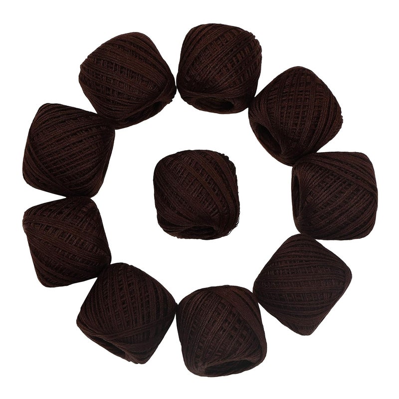 CORIOX Crochet Thread Set Of 10 Ball Crochet Cotton Thread Yarn For Knitting And Craft Making. Size 20 Gram 55 To 60 Mtr Approx (Chocklate Brown), 230 Gram - Image 2