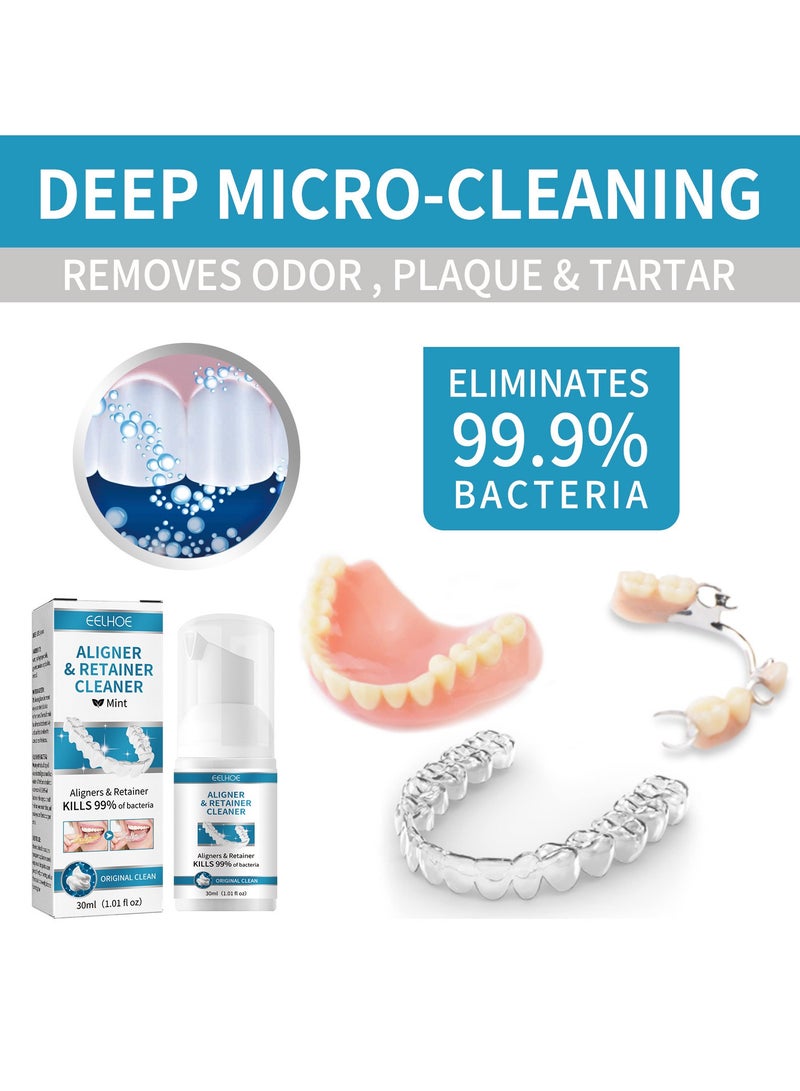 إيلهو منظف ​​المثبتات، رغوة تبييض المثبتات، رغوة إزالة بقع المثبتات، محاذاة لإزالة البقع، منظف المثبتات، رغوة تبييض الأسنان، منظف واقي الفم، رغوة تنظيف المثبتات للعناية بالفم 30 مل - Image 1