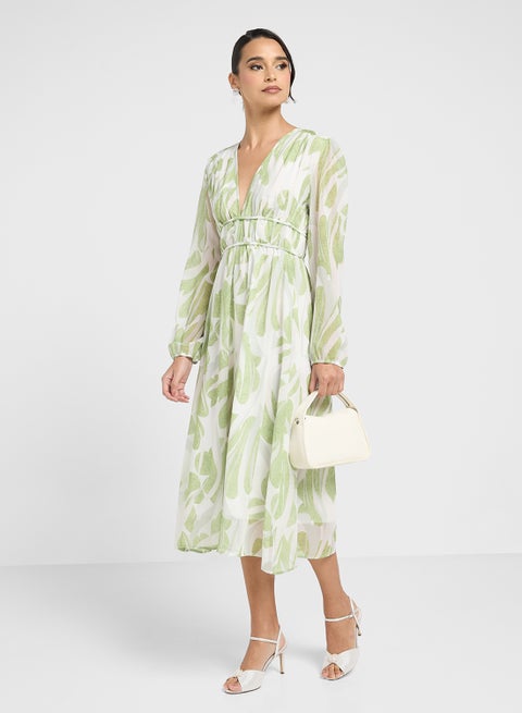 فستان ميدي بطبعة زهور