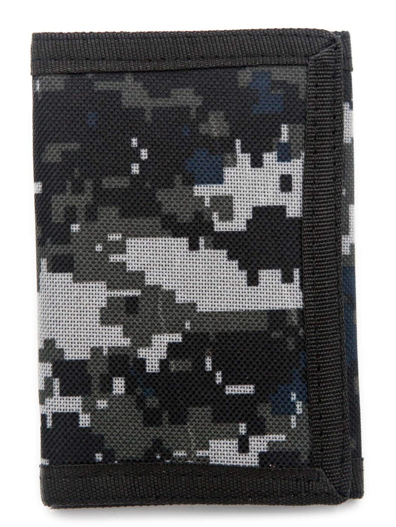 AI-DEE RFID Trifold Canvas Outdoor Sports Wallet for Kids - Front Pocket Wallet with Magic Sticker (Digital Gray) - Image 2