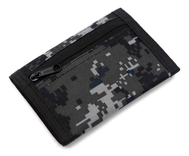 AI-DEE RFID Trifold Canvas Outdoor Sports Wallet for Kids - Front Pocket Wallet with Magic Sticker (Digital Gray) - Image 3