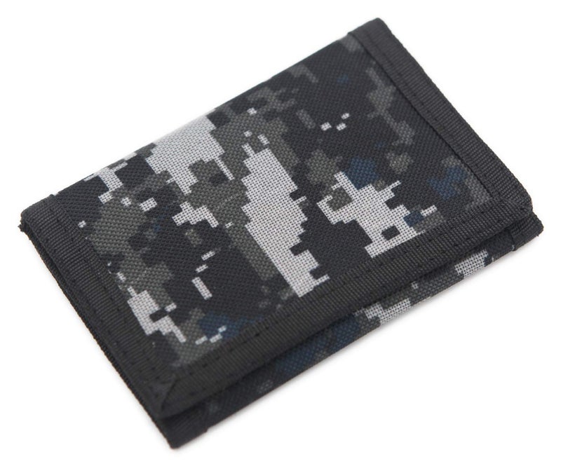 AI-DEE RFID Trifold Canvas Outdoor Sports Wallet for Kids - Front Pocket Wallet with Magic Sticker (Digital Gray) - Image 1