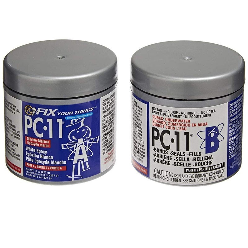 PC Products معجون لاصق إيبوكسي PC-11 من PC-Products، ذو جزئين، درجة بحرية، 1/2 رطل في علبتين، أبيض فاتح 80115 - Image 1