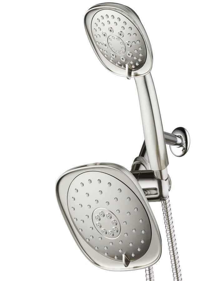 AquaDance Luxury Square High-Pressure Giant 7.3" Rain Shower Head/Handheld Spa Combo. Extra-Long 72" Stainless Steel Hose, 3-way Flow Diverter, Satin Nickel Finish - Image 1