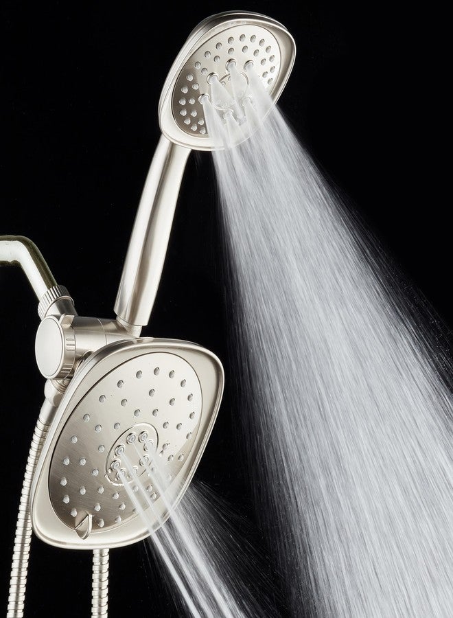 AquaDance Luxury Square High-Pressure Giant 7.3" Rain Shower Head/Handheld Spa Combo. Extra-Long 72" Stainless Steel Hose, 3-way Flow Diverter, Satin Nickel Finish - Image 4