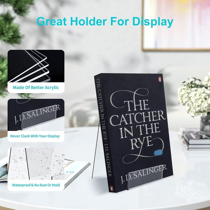 Al Raied ARS® 6PCS Clear Acrylic Book Stand with Ledge – 4 Inch Transparent Display Easel Holder for Books, Magazines, Tablets, Plates, Pictures, Artwork & Retail Display - Image 5