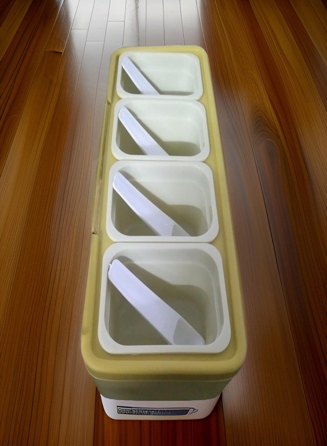 Dreamshop Kitchen Seasoning Jar,Seasoning Condiment Box,Condiment Jars With Lids And Spoon,Plastic Spice Rack,Condiment Storage Containers For Pepper Spice Salt Sugar (Yellow) - Image 4