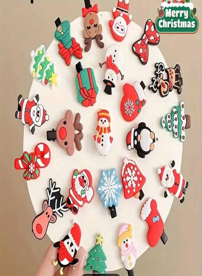 BAKEFY -10 pcs Christmas Pin Set Cute Christmas Pins Element Pins Santa Claus Reindeer Snowman Bells Hair Jewelry Accessories for Xmas Decorations - Image 4