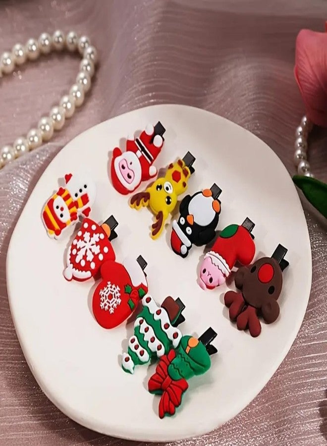 BAKEFY -10 pcs Christmas Pin Set Cute Christmas Pins Element Pins Santa Claus Reindeer Snowman Bells Hair Jewelry Accessories for Xmas Decorations - Image 5