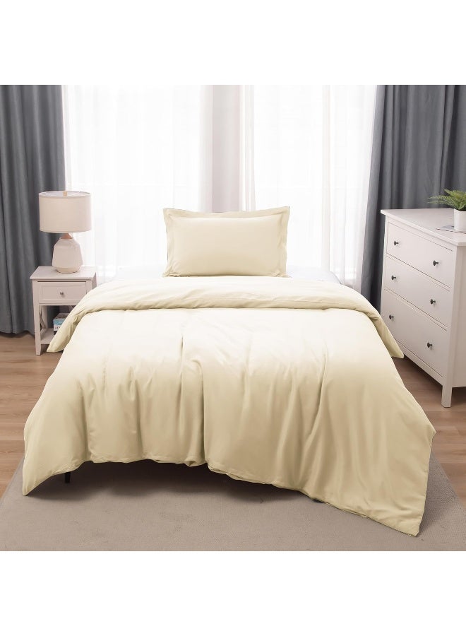 PanaX Bedding Duvet Cover Single Size Set- 1Pieces Duvet Cover 140X200Cm / 1Pieces-Pillow Sham 50X75Cm (Beige, Single) - Image 1