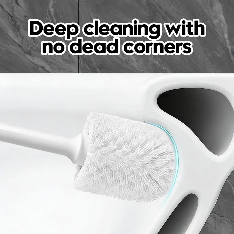 AONEZ 2 Pack Toilet Brush and Holder Set, Toilet Bowl Brush with Non-Slip Handle for Deep Cleaning, Nylon Bristles, Bathroom Accessories White - Image 4