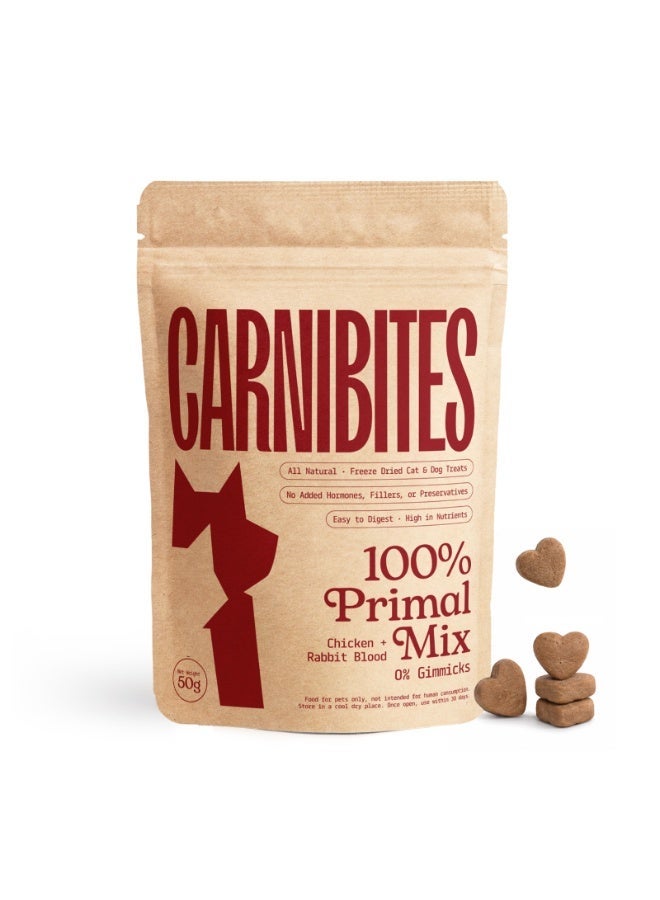 Carnibites Primal Mix Freeze-Dried Treats for Cats & Dogs – Heart-Shaped Multi-Protein Raw Snack - Image 1
