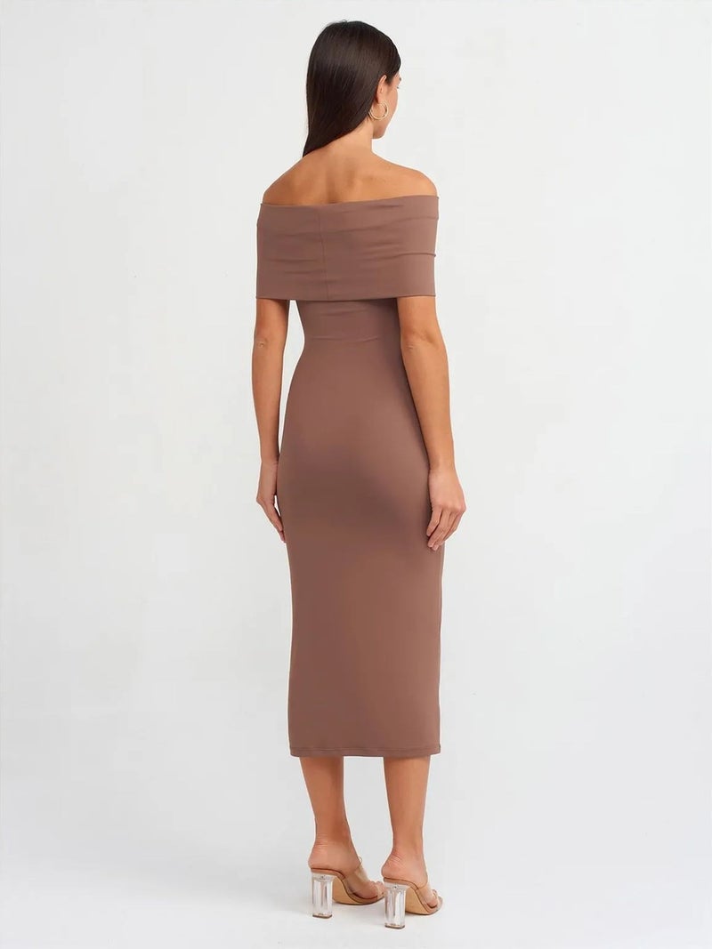 DILVIN Off-Shoulder Bodycon Midi Dress - Image 2