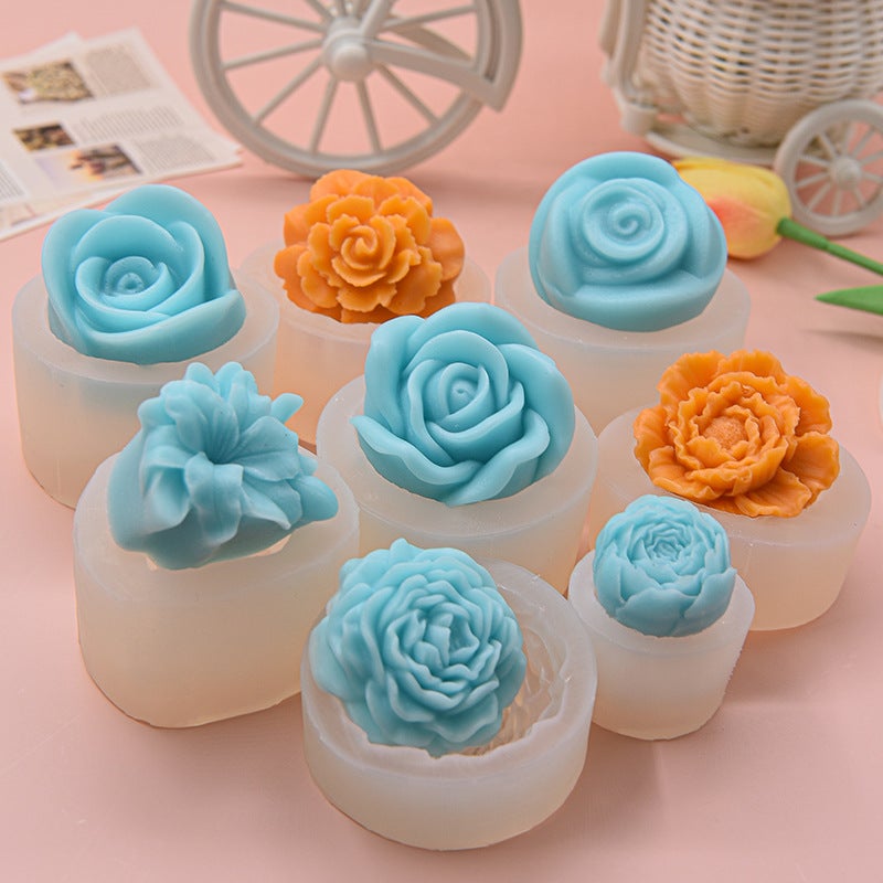Cross-Border New Silicone 3D Stereo Glue Mold DIY Flower Scented Candle Mold Silicone Plaster Mold(2) - Image 2