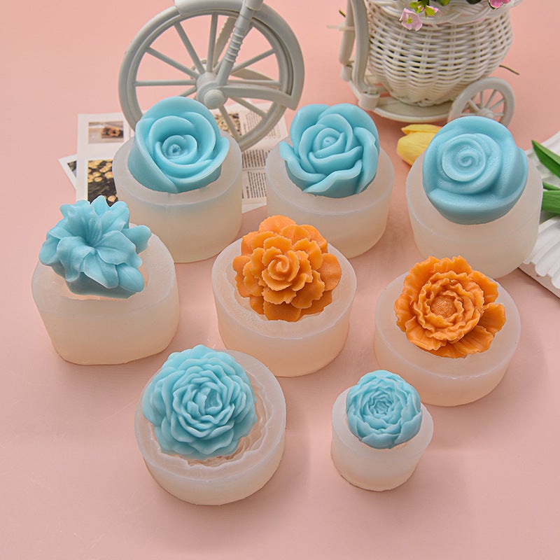 Cross-Border New Silicone 3D Stereo Glue Mold DIY Flower Scented Candle Mold Silicone Plaster Mold(2) - Image 3