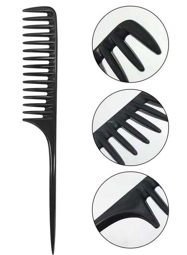 SYOSI Wide Hair Comb, Wide Tooth Comb Detangling Hair Brush, Professional Styling Comb Black Carbon Fiber, Anti Static Heat Resistant Hair Comb, Suitable for all Kinds of Hair - Image 3