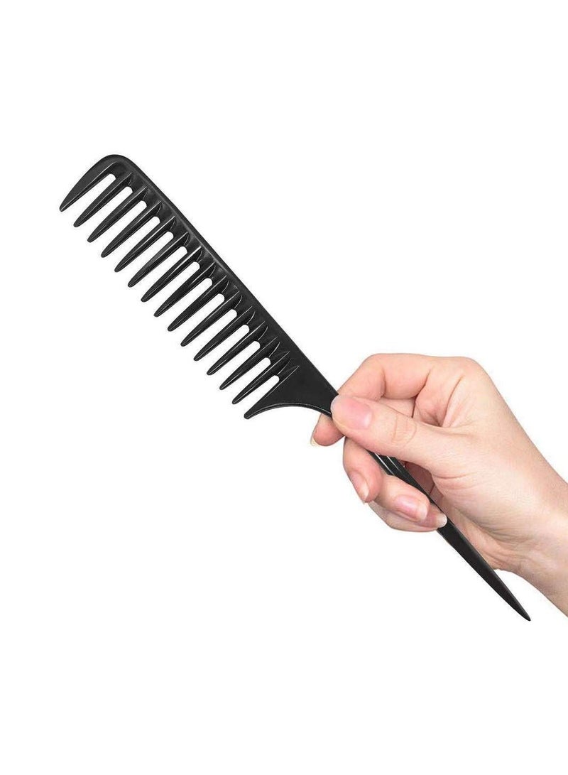 SYOSI Wide Hair Comb, Wide Tooth Comb Detangling Hair Brush, Professional Styling Comb Black Carbon Fiber, Anti Static Heat Resistant Hair Comb, Suitable for all Kinds of Hair - Image 1
