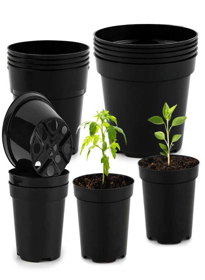 RooTrimmer 8/6/4 Inch Plant Nursery Pots 15 Pack, Thickened Plastic Pots for Plants with Drainage Holes, Sturdy Seedling Pots, Seed Starting Pots, Flower Pots for Indoor Outdoor Plants, Black - Image 1