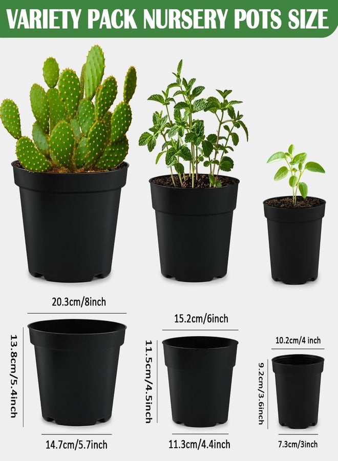 RooTrimmer 8/6/4 Inch Plant Nursery Pots 15 Pack, Thickened Plastic Pots for Plants with Drainage Holes, Sturdy Seedling Pots, Seed Starting Pots, Flower Pots for Indoor Outdoor Plants, Black - Image 3